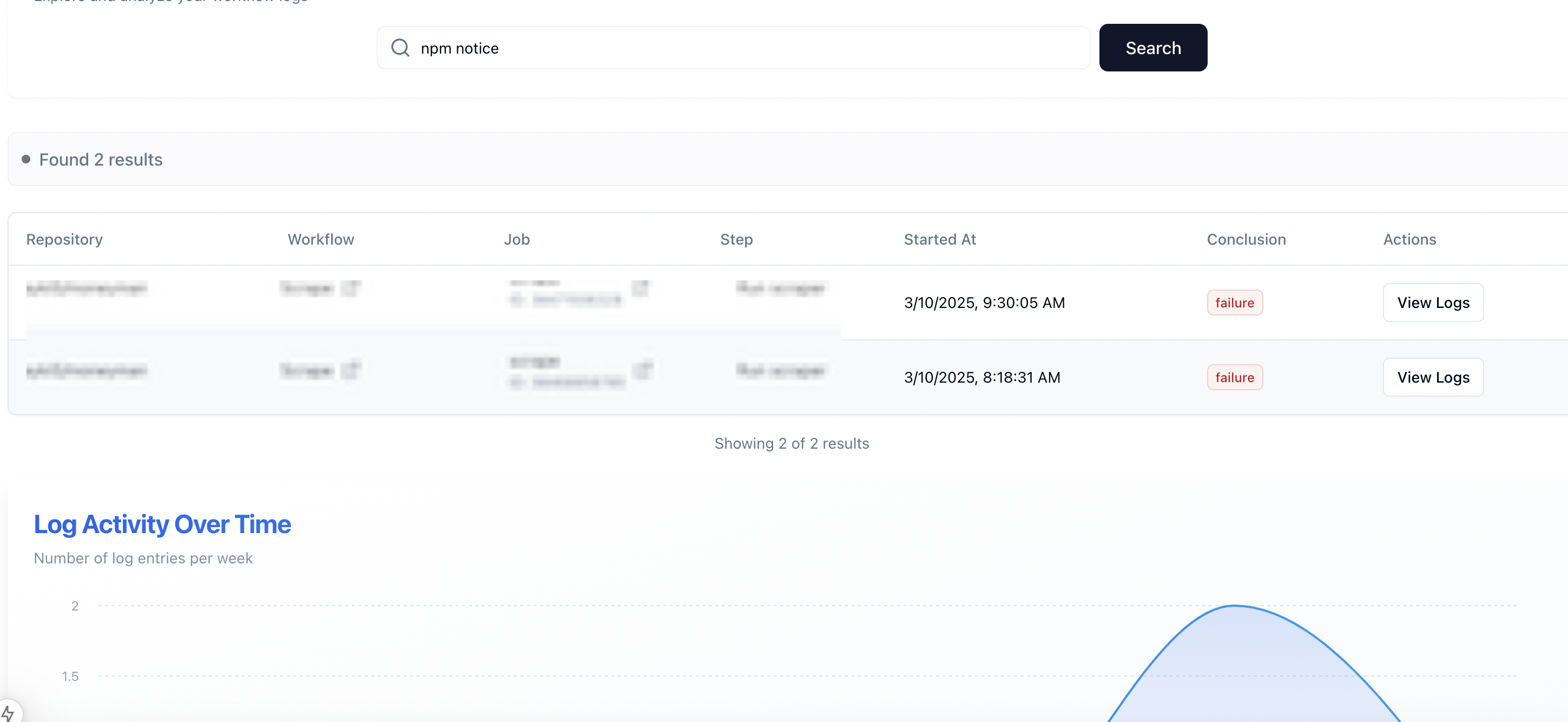 Logs Search Dashboard