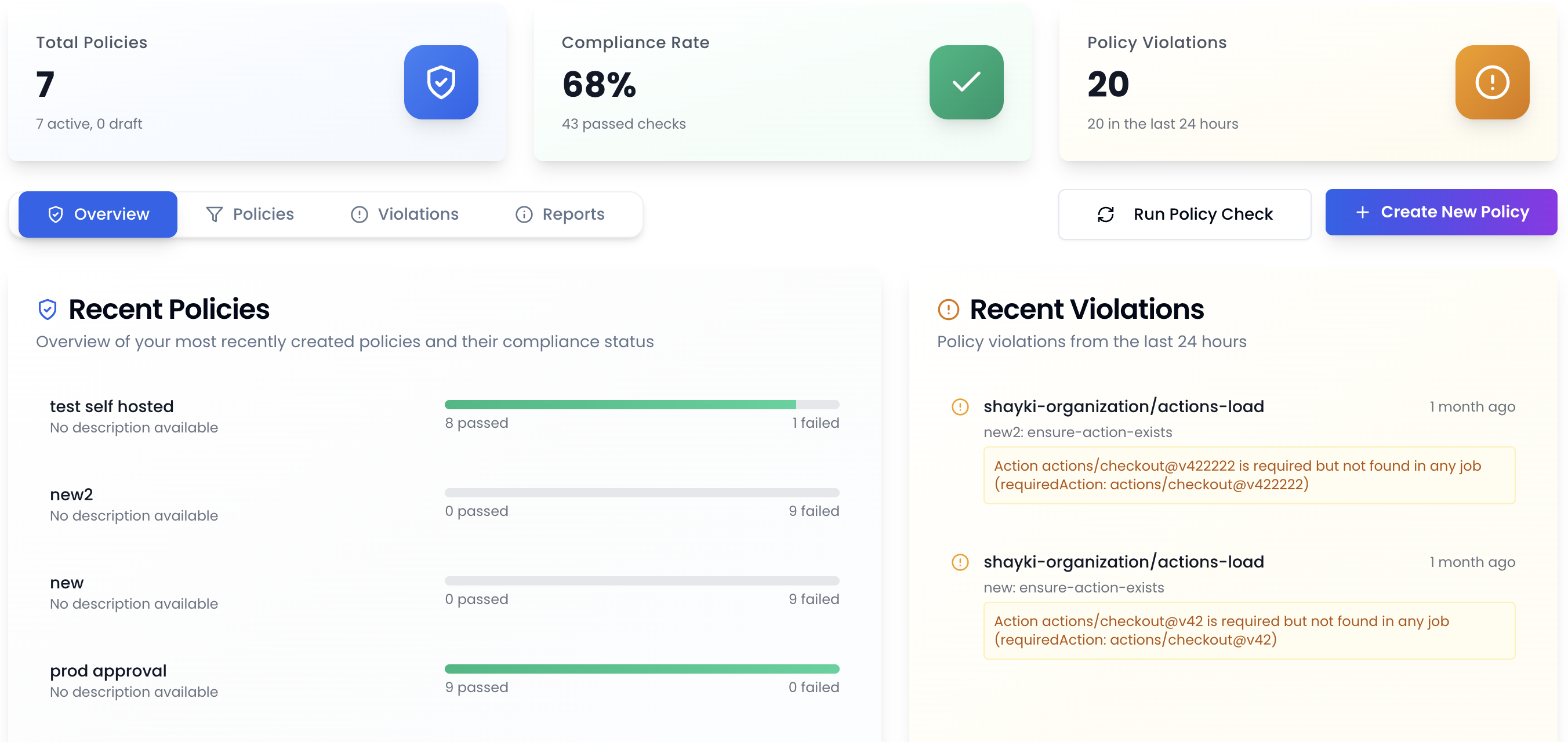 Security Policy Dashboard Preview